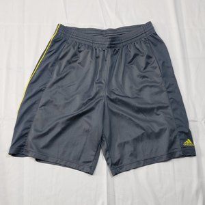 Adidas Men’s Gray and Neon Yellow Gym Workout Shorts X-Large